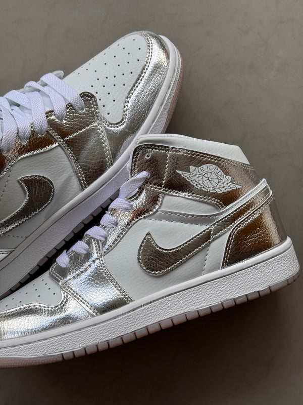 Nike Air Jordan 1 Mid Metallic Silver dama