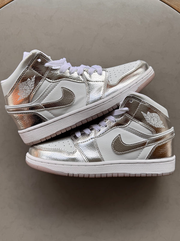 Nike Air Jordan 1 Mid Metallic Silver dama