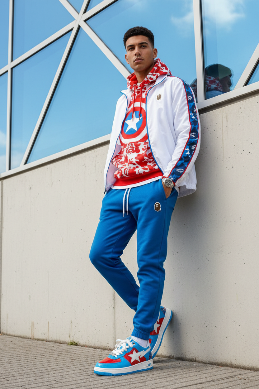 A Bathing Ape Marvel x Bape Bapesta 'Captain America caballero